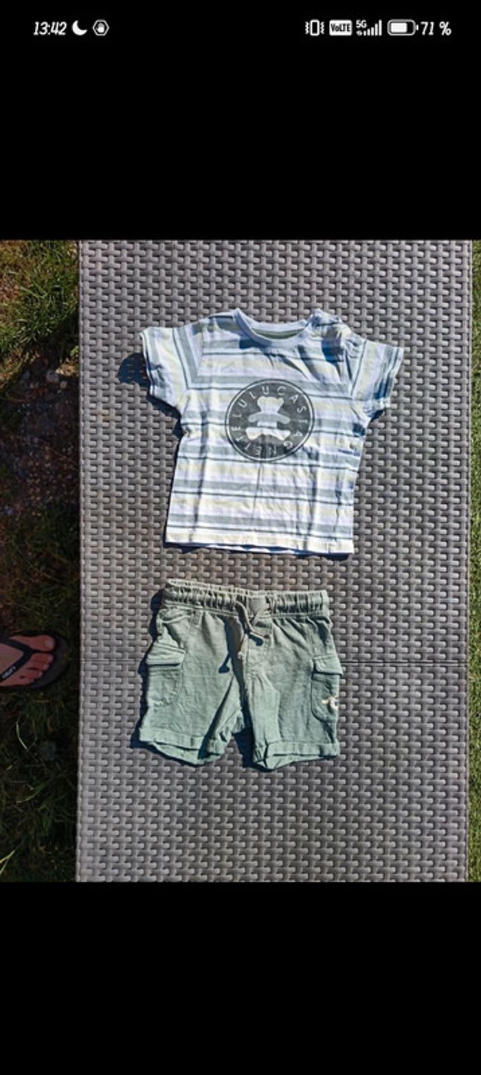 lot garçon 23 24 mois 2 ans 86 tee shirt haut short ensemble short tee shirt - photo numéro 4