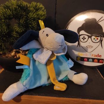 Doudou Attache Sucette Tetine Chien Bleu  Baby Nat BN0446 Pépin  #geektradedoudou