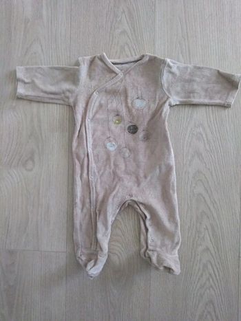 Pyjama bébé  taupe velours Boules de noël Vertbaudet 3 mois