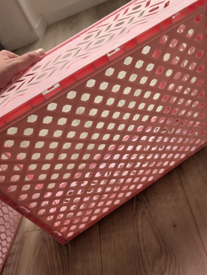 Caisse pliable rose + panier - photo numéro 5