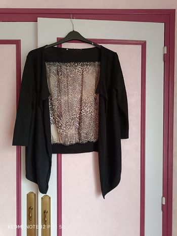 Veste- Gilet noir Bréal T.40 dos panthère zèbre