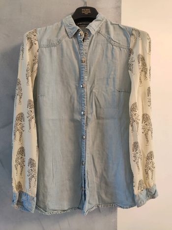 Chemise jean manche motifs taille S
