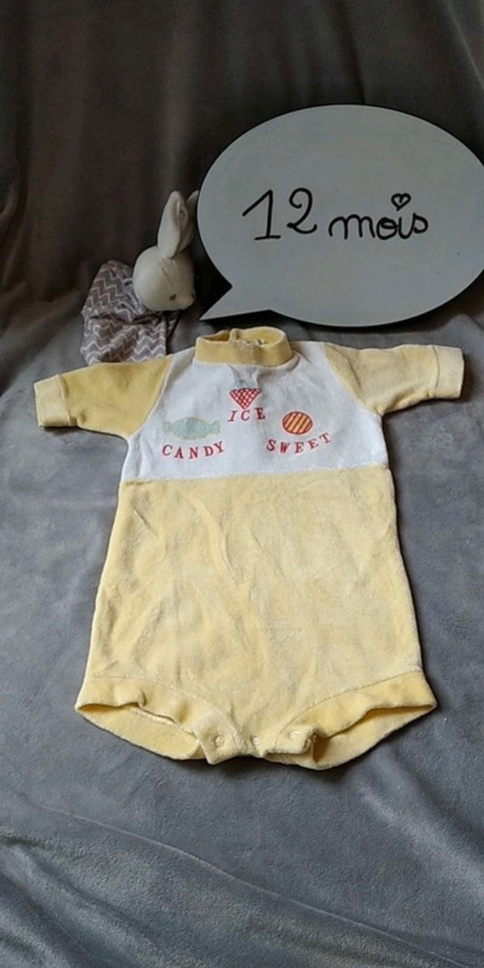 Combinaison velours / Pyjama été Mixte 12 mois "Candy Ice Sweet"