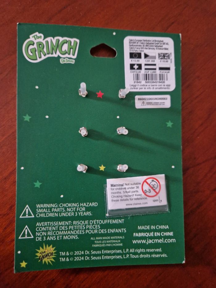 Boucle d oreilles grinch - photo numéro 3