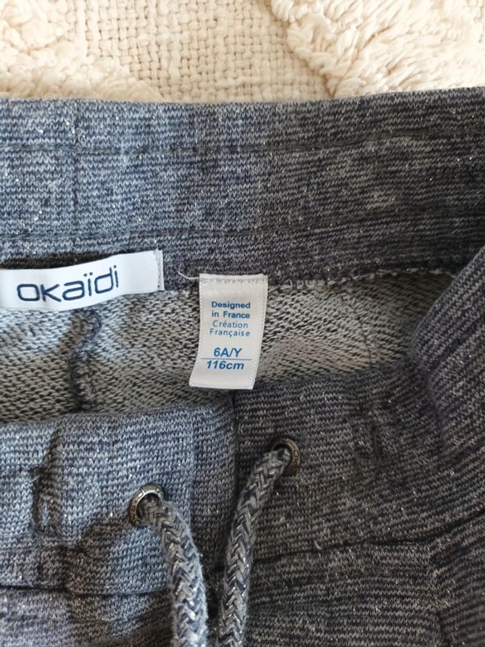 Pantalon jogging gris pailleté Okaïdi taille 6 ans - photo numéro 2
