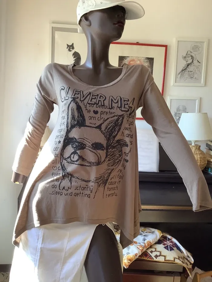 T-shirt moka con cucciolo di cane