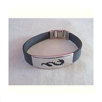 Bracelet Homme Silicone Et Métal Argenté