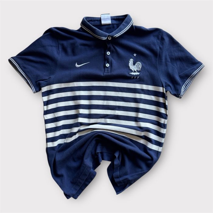 Polo Nike Équipe de France FFF bleu rayures – Taille M - photo numéro 1