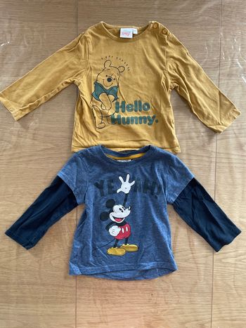 Lot 2 t-shirt manches longues Disney