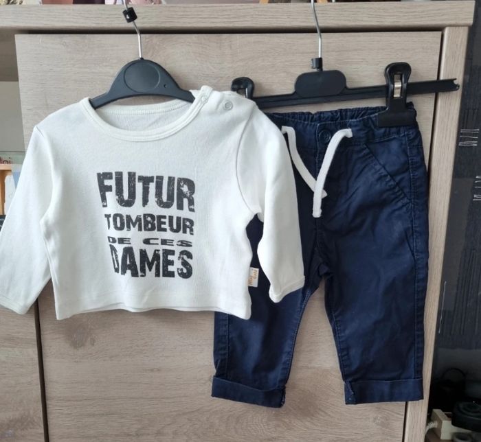Ensemble 6 mois tee shirt mini gold pantalon kiabi - photo numéro 1