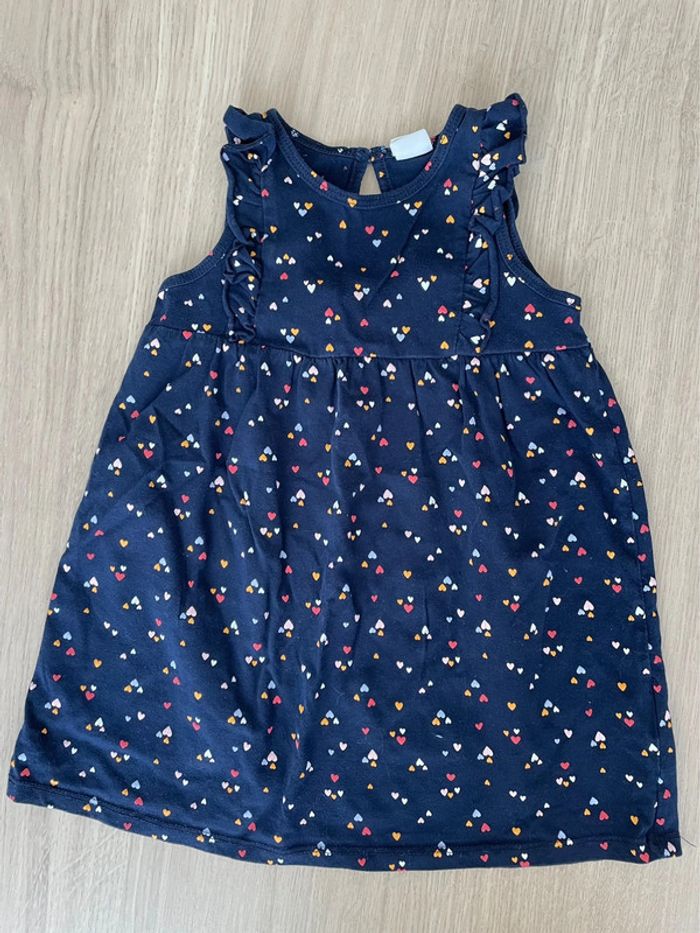 Robe bleu marine imprimés cœurs multicolores fille taille 1 an 2 ans