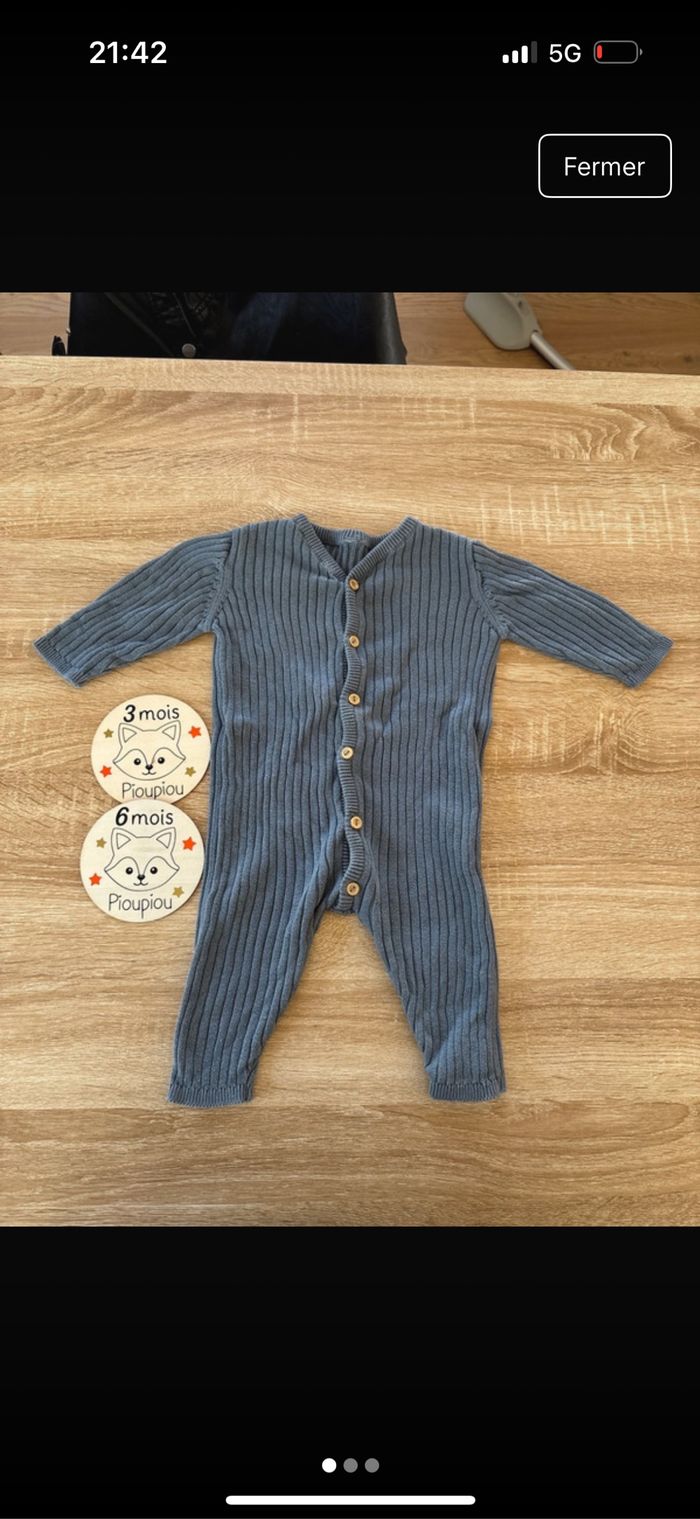 Combinaison coton bleu 3-6 mois Bon état Zeeman