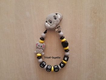 Attache tétine éléphant 