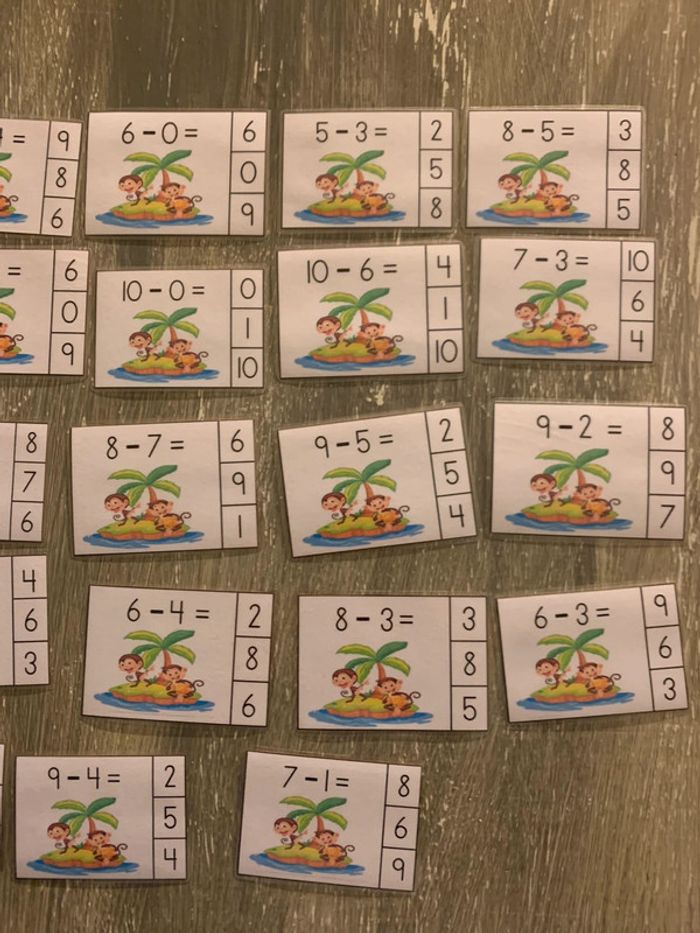 Cartes à pinces, apprendre les soustractions - photo numéro 4