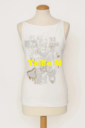Débardeur blanc motif gris avec paillettes dorées Mexx Taille M
