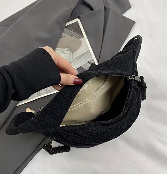 Sac banane velours côtelé noir - photo numéro 3