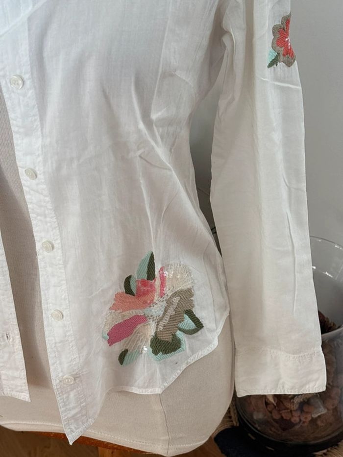🤍 sublime chemise broderies fleurs - Sinequanone - T38 - photo numéro 4