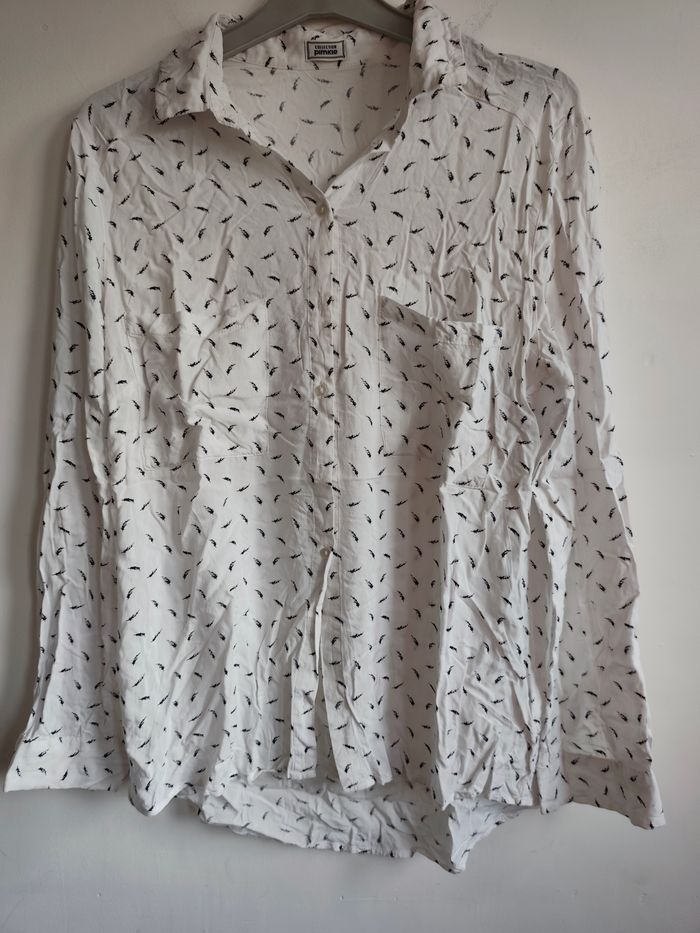 Chemise blanche imprimée plumes – Taille S – Pimkie
