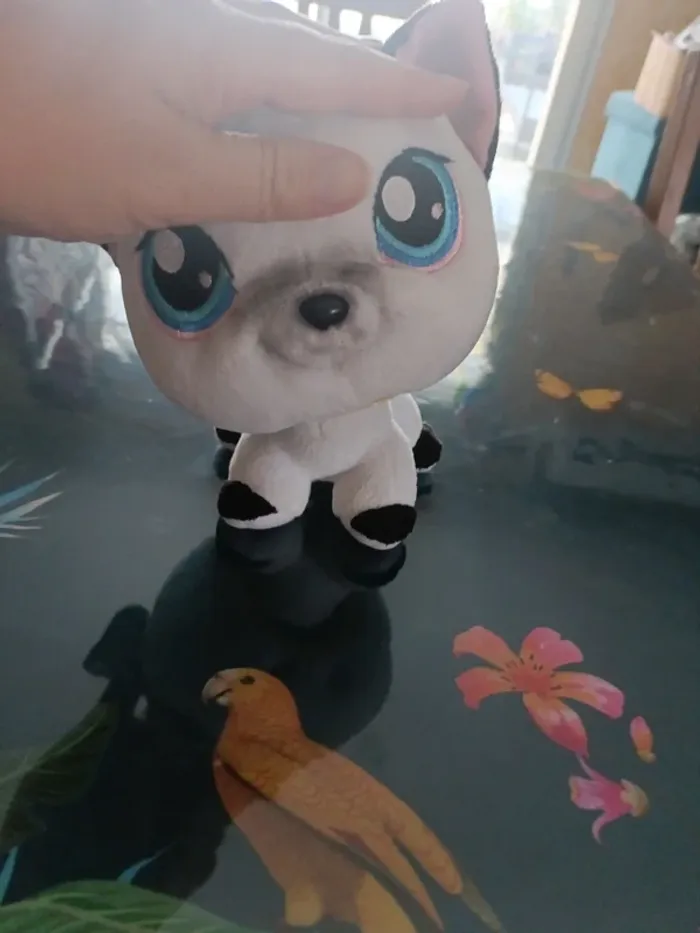 Peluche petshop chat blanc tete qui bouge - photo numéro 2