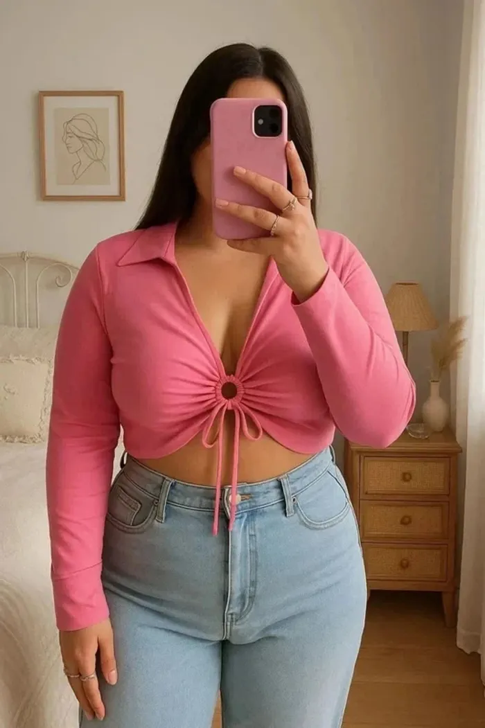 Chemise crop rose bonbon – marque KOTON – Taille 38/40