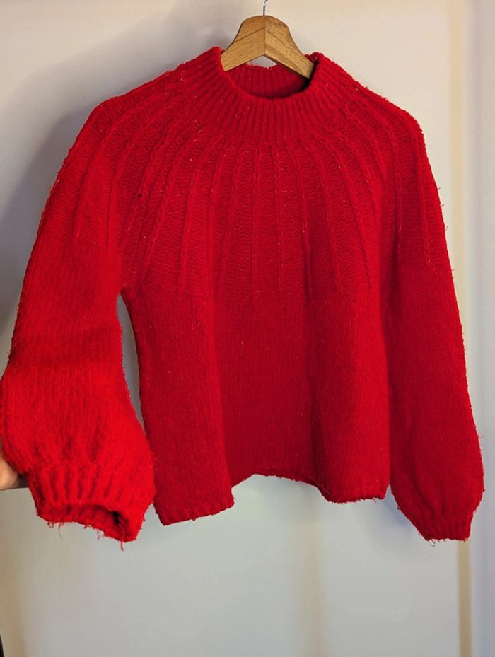 Gros pull en maille rouge