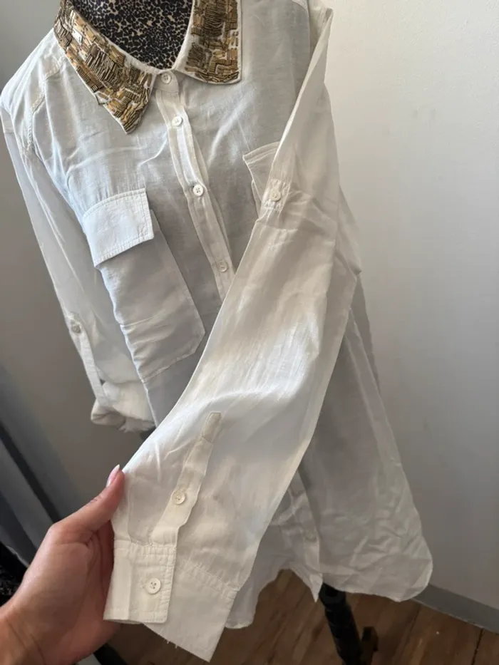 Chemise blanche IKKS coton & soie – Taille 42 - photo numéro 4