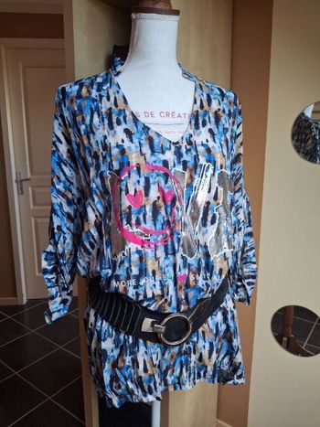 Tunique love smiley bleu neuve