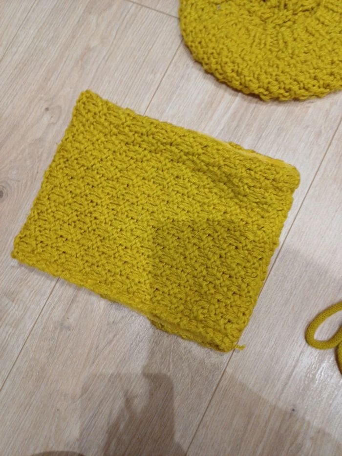 Ensemble moufles béret et snood moutarde - photo numéro 5