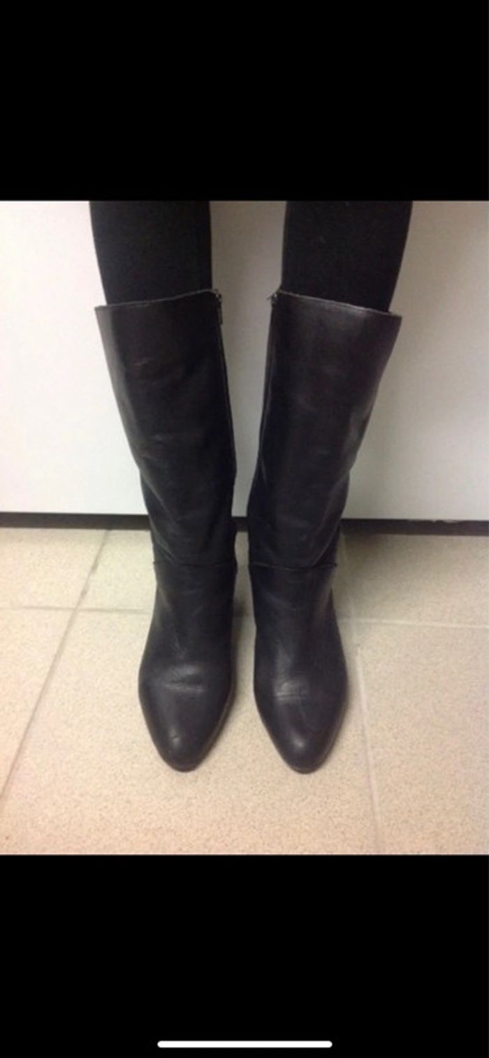 Très belle botte en cuir Noir | Vintage | Pièce unique - photo numéro 4