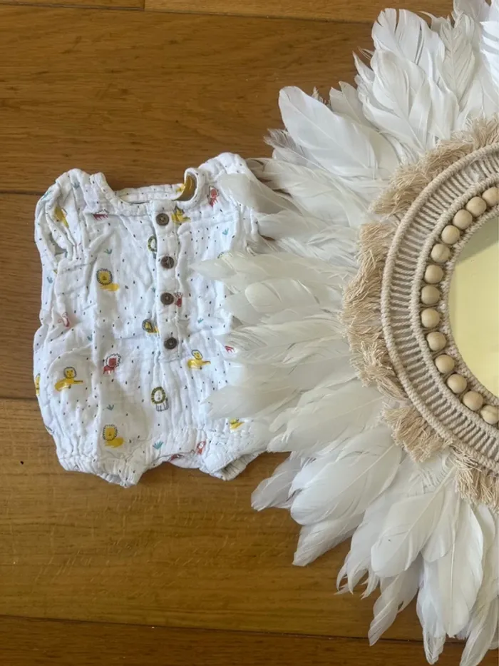 Grenouillère bébé été 1 mois – Motifs animaux – Très bon état