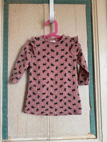Robe Fille Kiabi Vieux Rose à Motifs Chats - Taille 2 Ans - Très Bon État