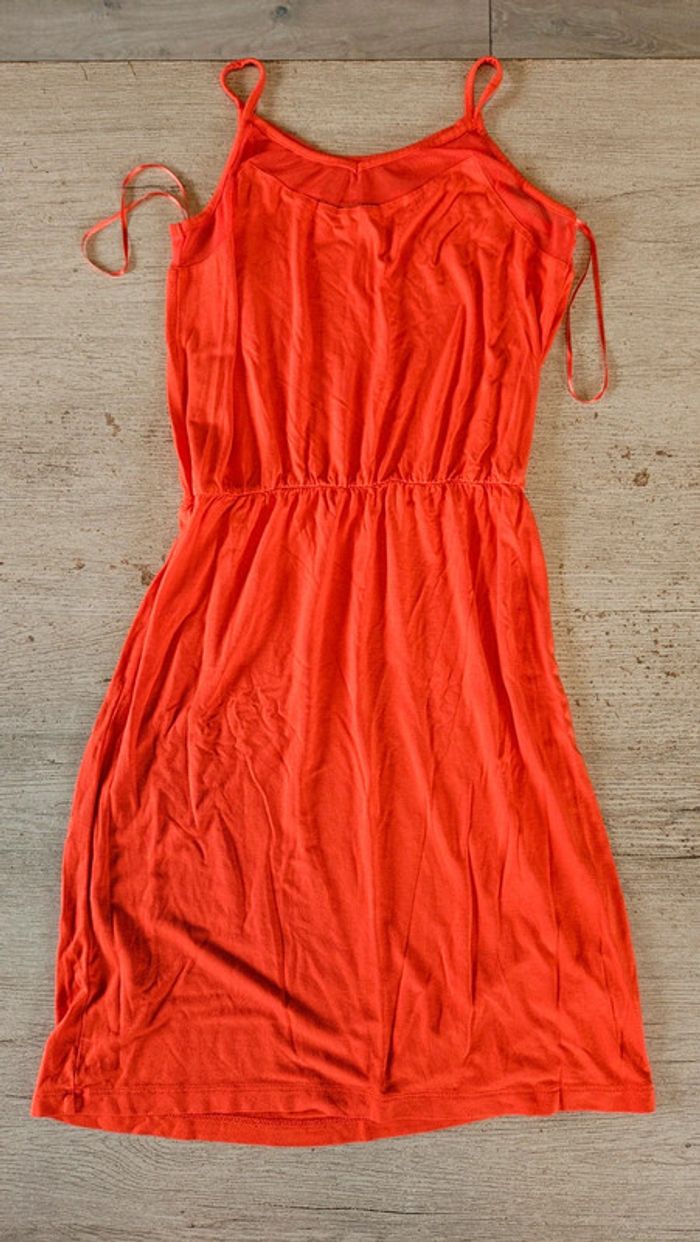 Robe orange corail à bretelles, légère, avec voile, Sora by JBC, XS, nickel - photo numéro 3