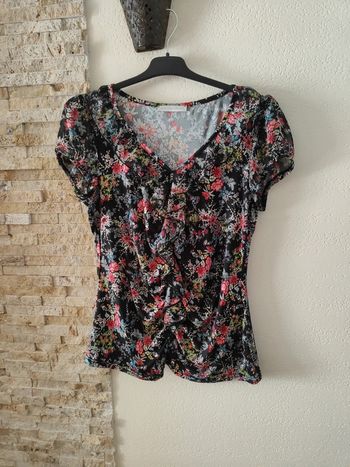 Haut noir fleuri multicolor Armand Thiery