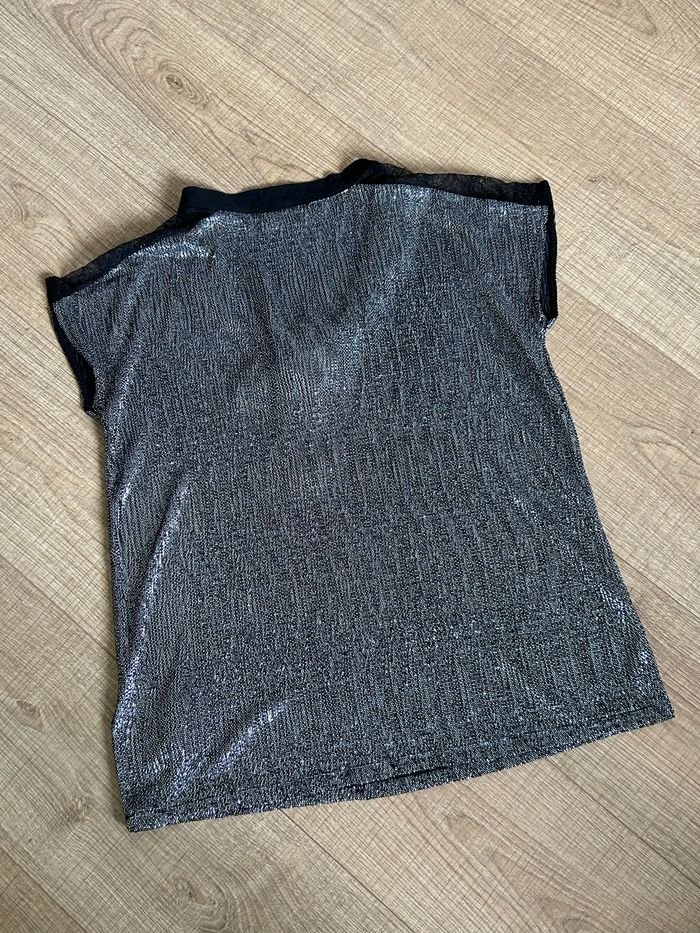 Haut argenté et noir à manches courtes Morgan taille XS jamais porté - photo numéro 8