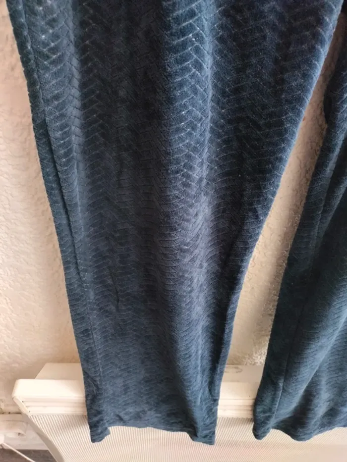 Pantalon pyjama velours bleu t 48/50 - photo numéro 5