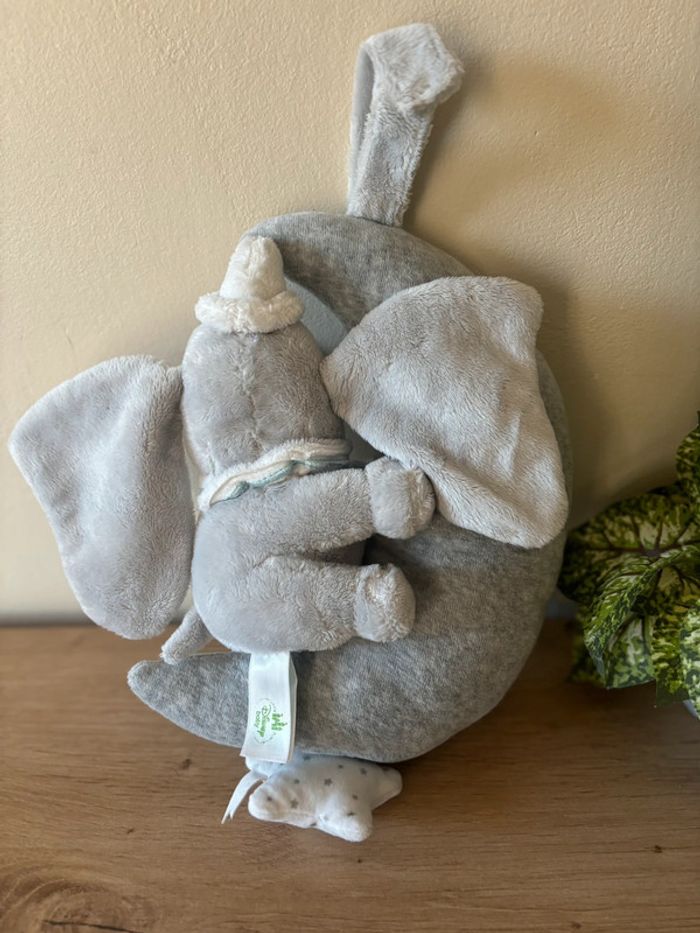 Doudou peluche lune Big dream éléphant Dumbo gris blanc musical Disney - photo numéro 2