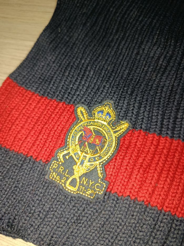 Écharpe Ralph Lauren bleu et rouge en coton - photo numéro 2