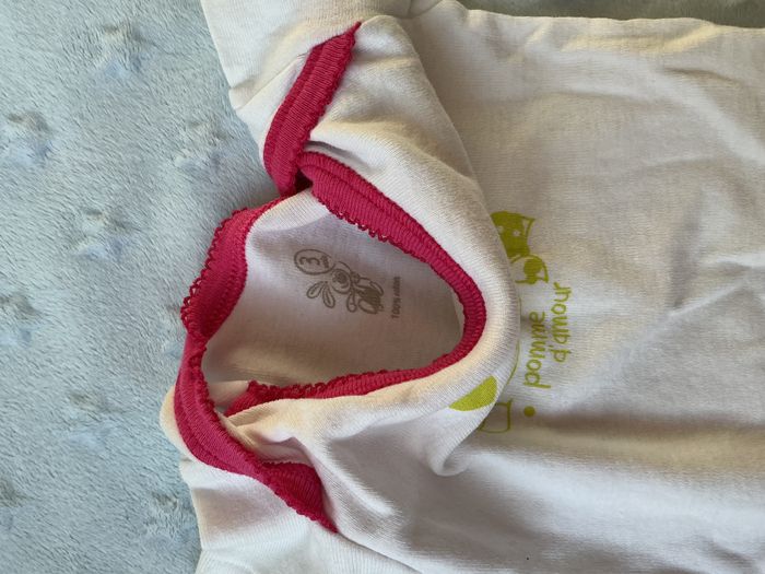 body manches courtes blanc et rose dessin devant 3 mois u tout petits - photo numéro 6