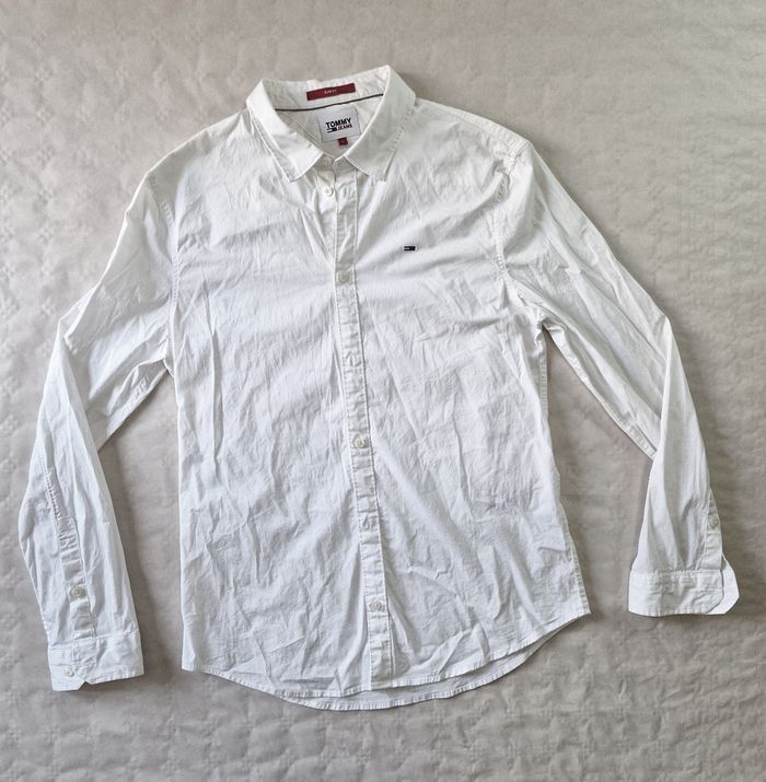 Chemise  manches longues  , homme  , Tommy Hilfiger  , blanche , taille L , Slim