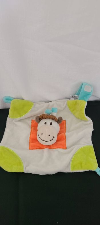 Doudou plat vache orange vert blanc bleu PITCHOON