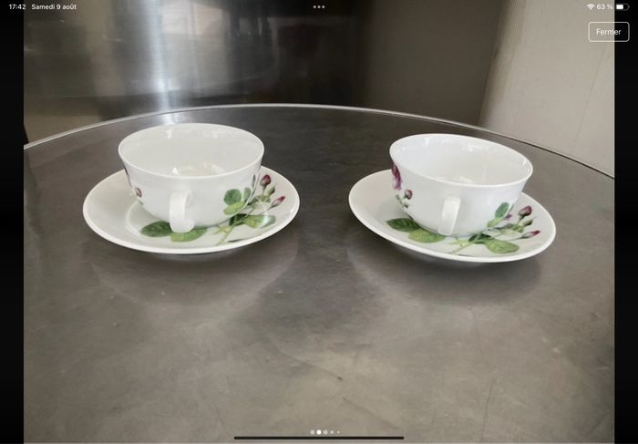 Lot de 2 tasses et soucoupes porcelaine Cha cult - photo numéro 2