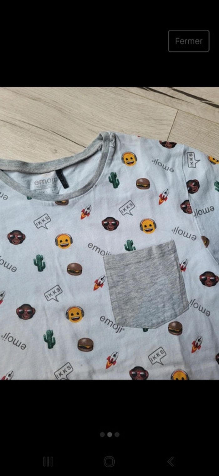 Tee-shirt blanc ikks emoji 14 ans garçon - photo numéro 2
