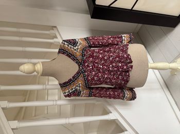 Blouse manches longues Bershka bordeaux à motifs multicolores