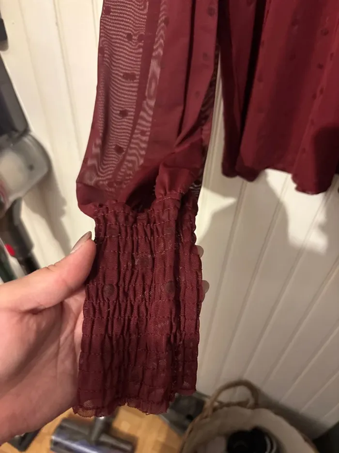 Haut Zara Bordeaux transparent - photo numéro 3