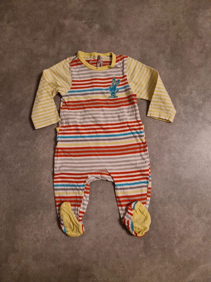 Grenouillère 1 pièce bébé fille rayure multicolore T12mois TBE orchestra