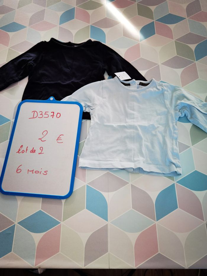 D3570 - lot de 2 tee-shirt garçon 6 mois