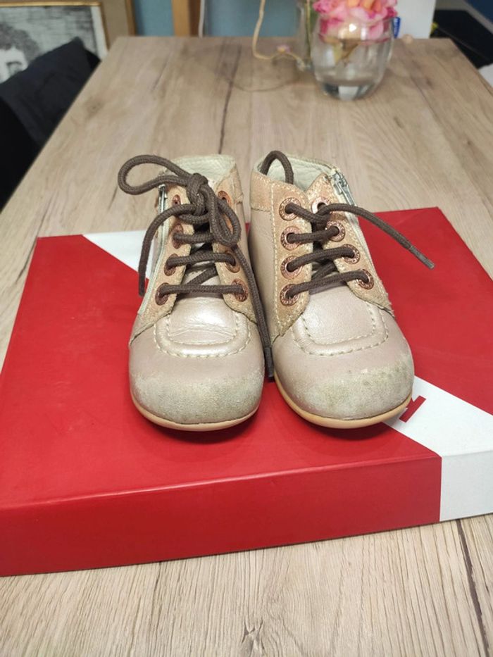 Chaussures cuir kickers rose poudré 23 - photo numéro 2