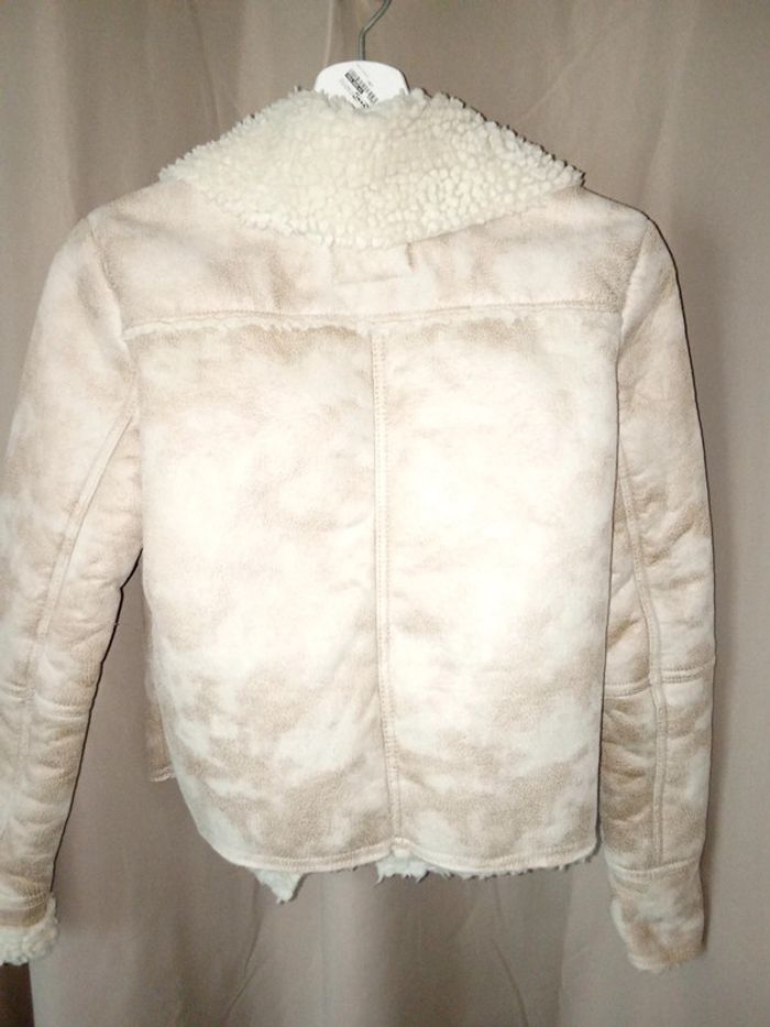 Veste hiver beige suédine et style mouton à l'intérieur Mango taille XS - photo numéro 10