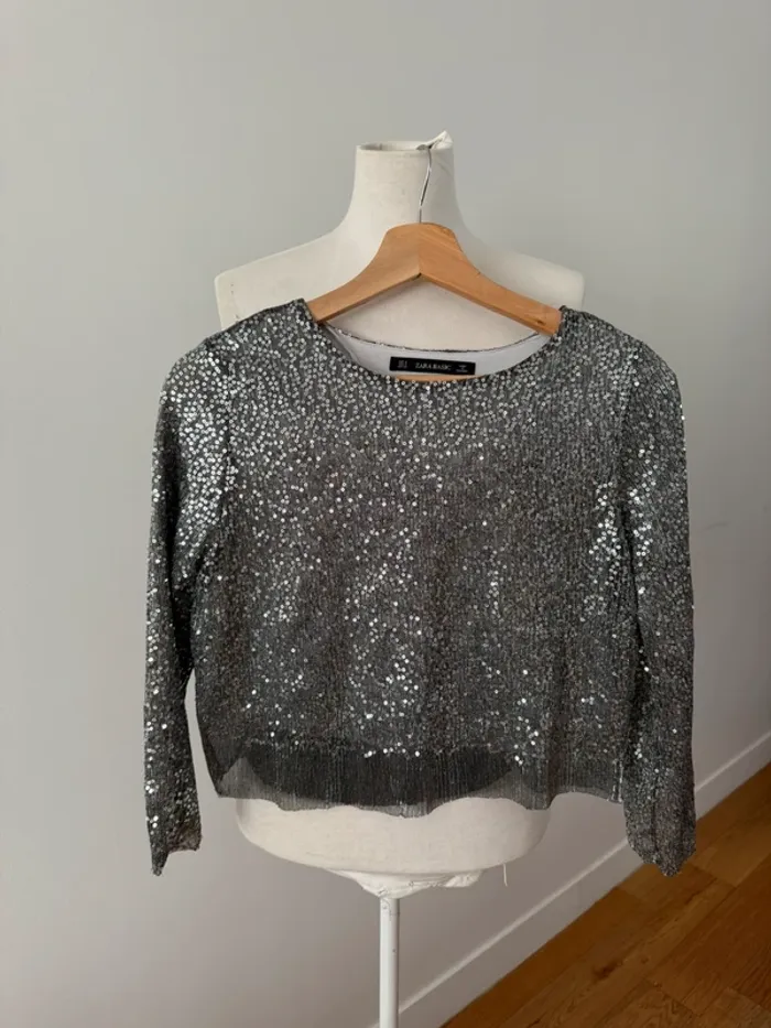 Haut court Sequins Zara S/36