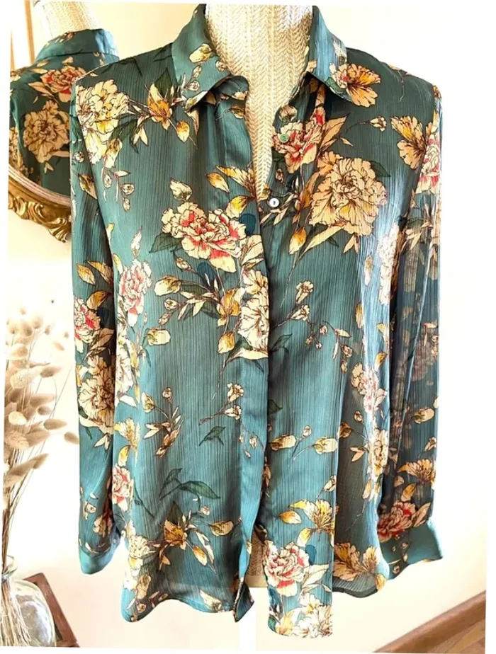 Sublime blouse chemise manche longue à boutonnage fluide motif floral Zara - photo numéro 19